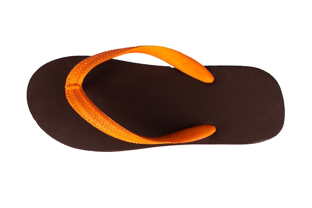 Sandals flip flops color brown orange isolated on white background