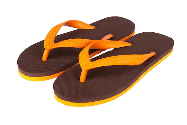 Sandals flip flops color brown orange isolated on white background