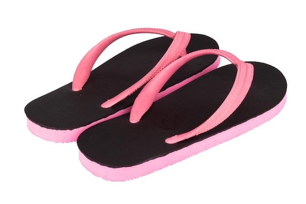 Sandals flip flops color pink black isolated on white background