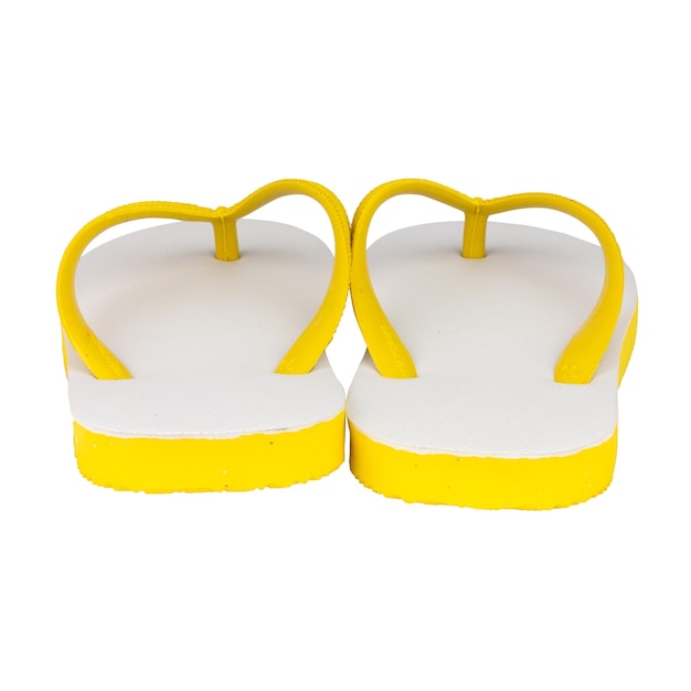 Sandals flip flops color yellow isolated on white background