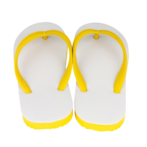 Sandals flip flops color yellow isolated on white background