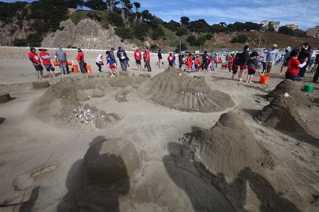 Photo sandkastle tournament in san francisco