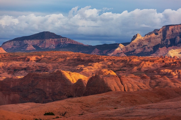 Sandstone formations in Utah, USA. Beautiful Unusual landscapes.