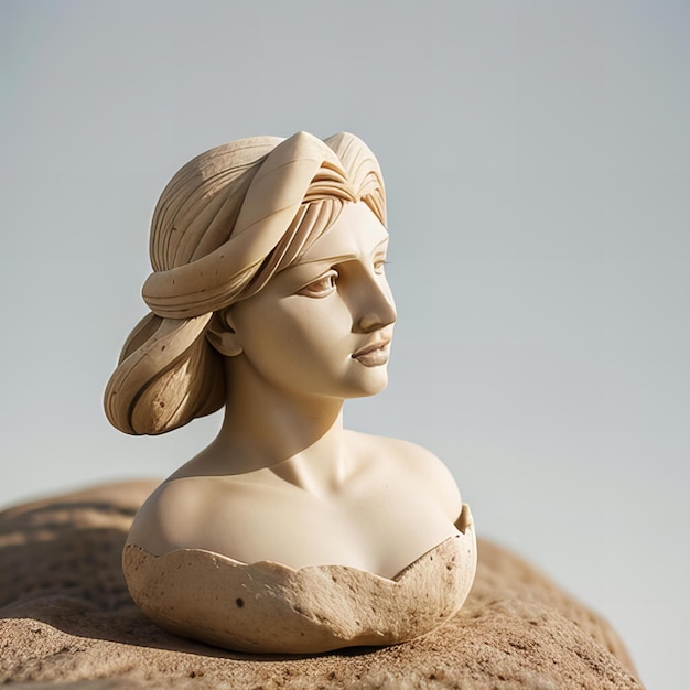 A sandstone sculpture on a clean white background