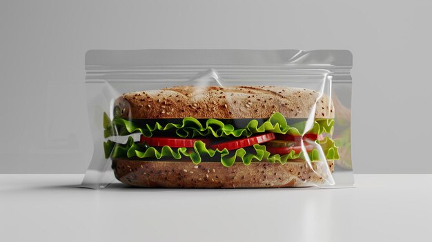 Photo sandwich in clear plastic package mockup