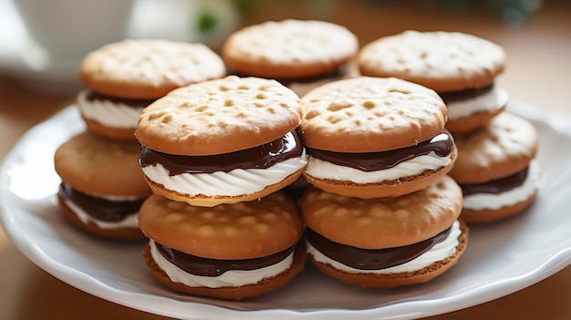 Sandwich cookiessweet biscuits with cream