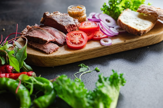 sandwich ingredients on table