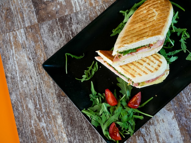 Sandwich on a restaurant table