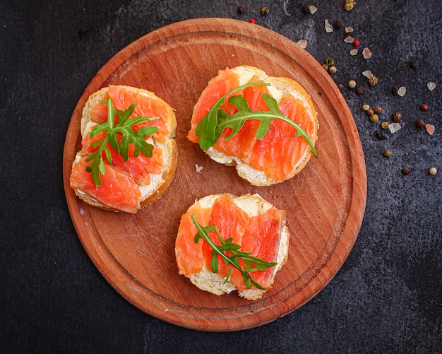 sandwich salmon smorrebrod delicious snack seafood fish