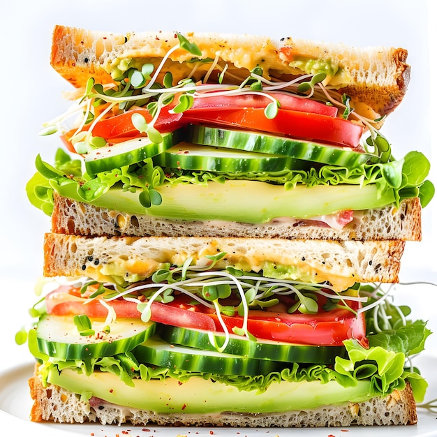 a sandwich with avocado avocado tomatoes and avocado