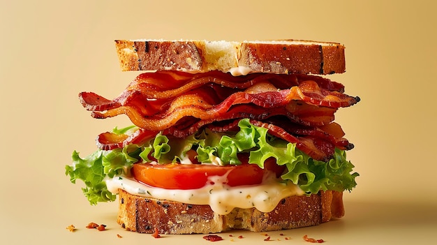 a sandwich with bacon and lettuce on it