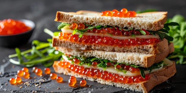 sandwich with caviar Generative AI