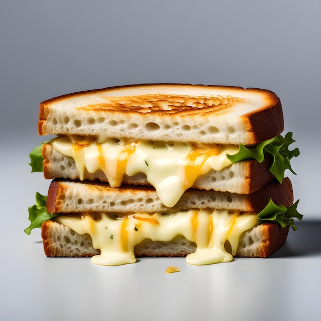 Photo a sandwich with cheese and lettuce on it