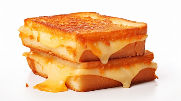 A sandwich with cheese and melted cheese is on a white plate.