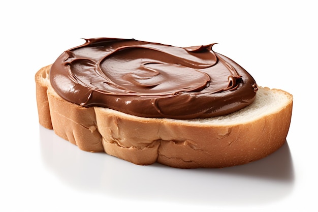 Sandwich with chocolate cream on white background