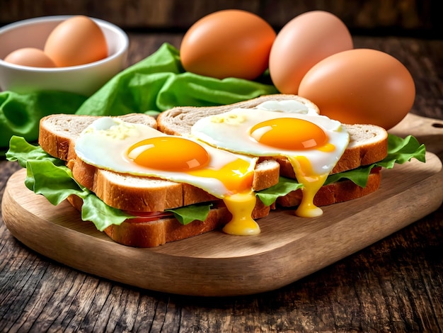 sandwich with eggs wallpaper design background ultra realistic photo