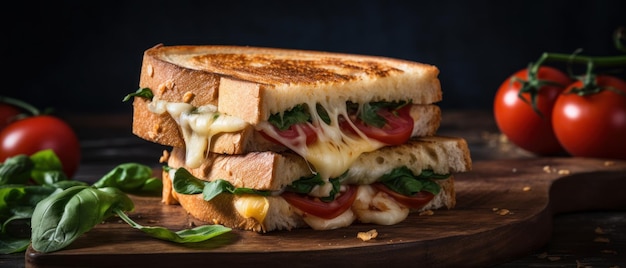 Sandwich with grilled cheese that looks and mouthwatering Generative AI