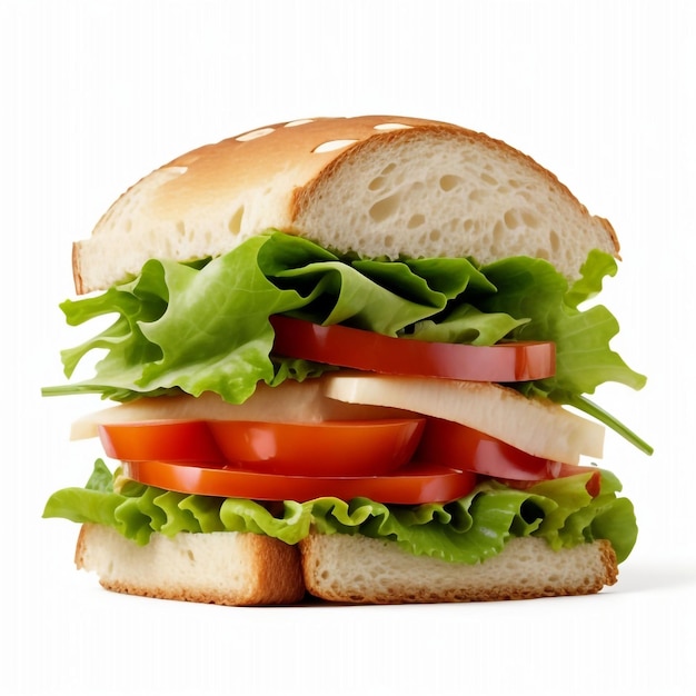 a sandwich with meat cheese tomato and lettuce