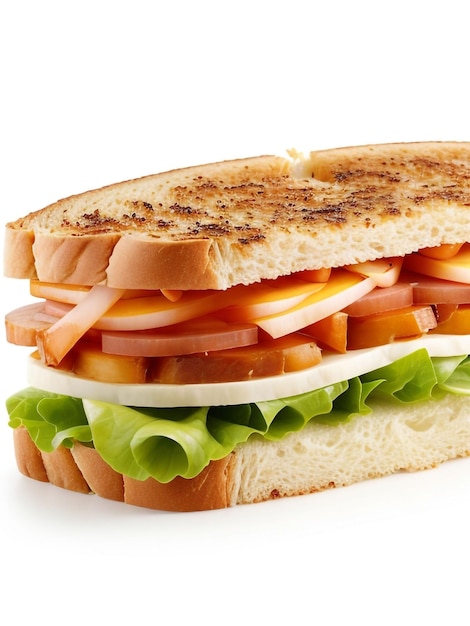 a sandwich with meat cheese tomato and lettuce