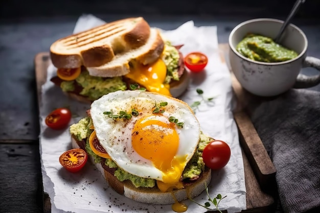 sandwich with Omelet egg and vegetables