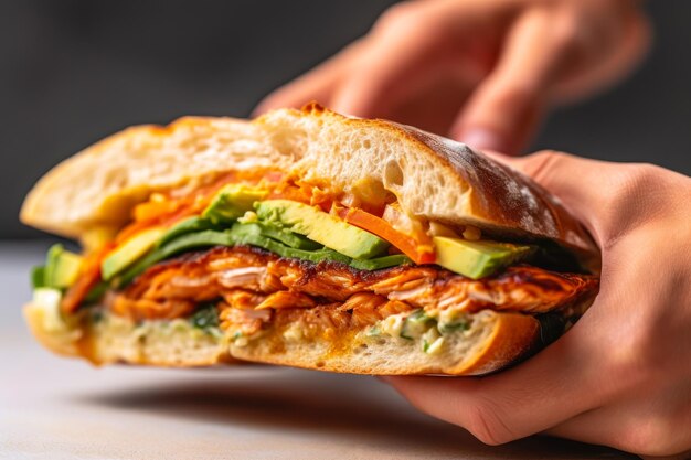 Sandwich with salmon and avocado generative ai