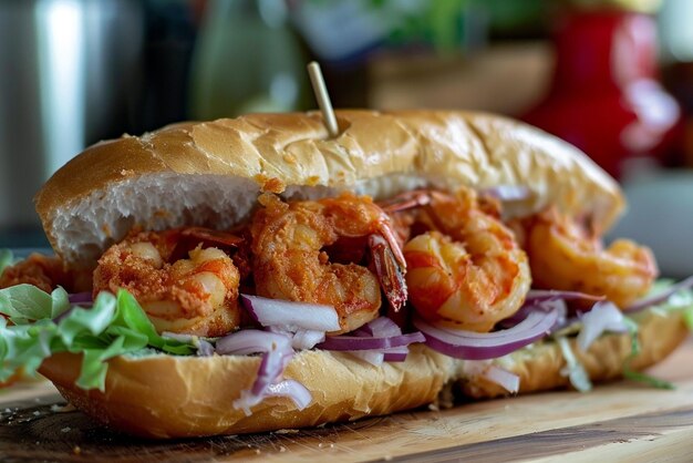 a sandwich with shrimp