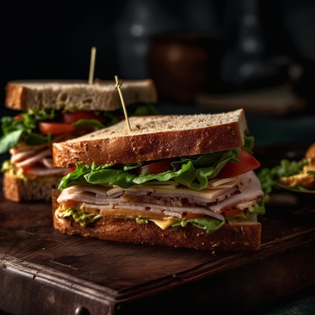 Sandwiches on a dark background