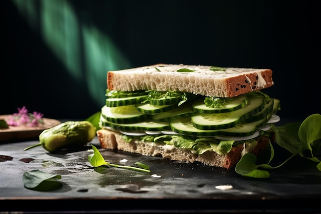 Photo sandwiches sliced cucumbers