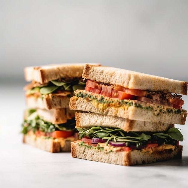 Sandwiches on a white background