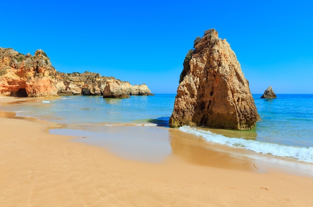 Sandy beach Dos Tres Irmaos summer viewPortimao Alvor Algarve Portugal