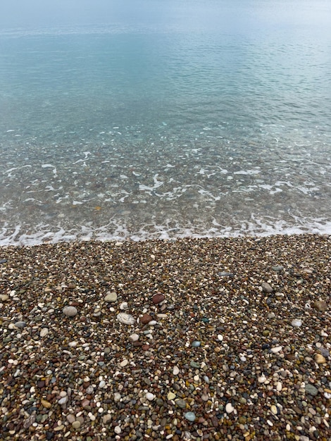 Sandy beach and sea waves