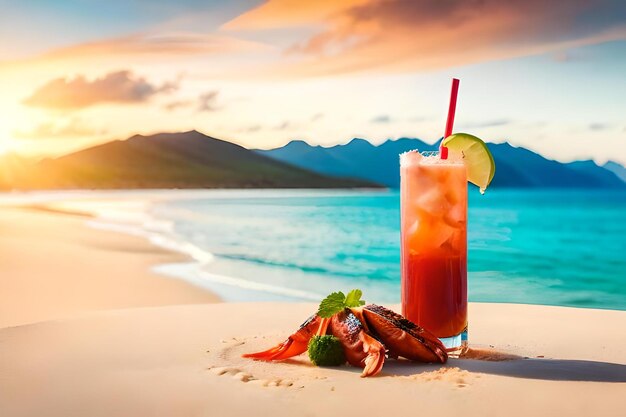 a sandy beach with palm trees swaying in the breeze and a group of locals offering grilled seafood