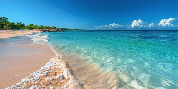 Sandy Beach With Wave Rolling In