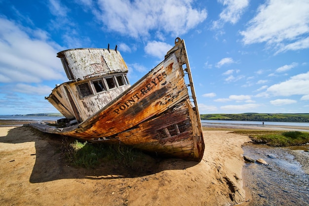 Sandy beaches are home to this large abandoned point reyes shipwreck in california