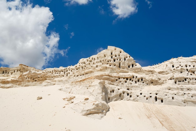 Sandy mountain with the bird's nests