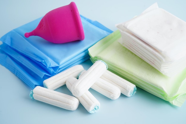 Photo sanitary hygiene set for women menstrual period cycle protection