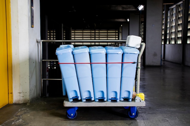 Sanitary napkin bin on trolley service