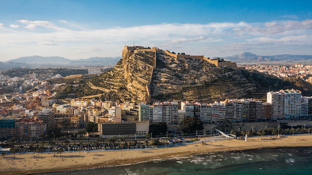 Santa Barbara Castle in Alicante. Aerial view