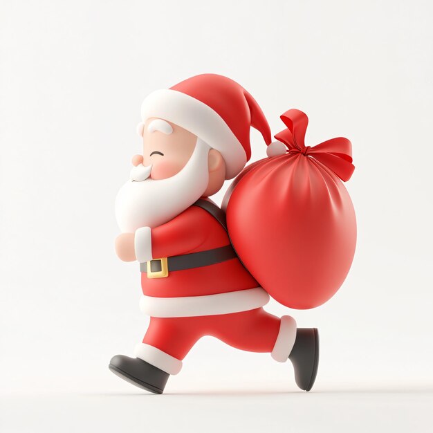 a santa carrying a bag of gifts is carrying a bag of gifts