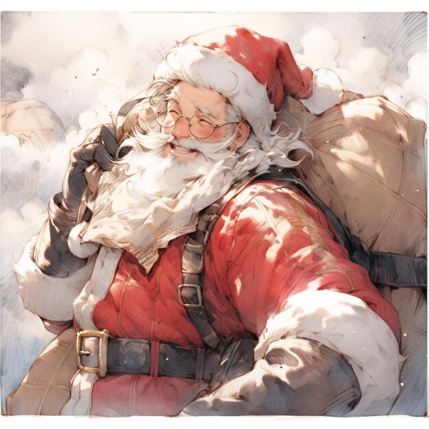 Santa carrying a sack full of gifts on his back