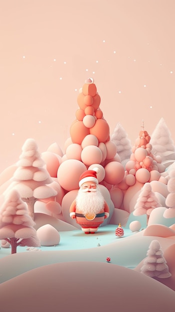 Santa Claus in amazing fairy christmas and magical forest Merry Christmas and Happy New Year Christmas sale Holiday background AI generative