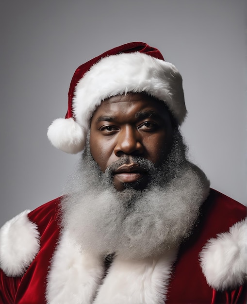 Photo santa claus black afro white background