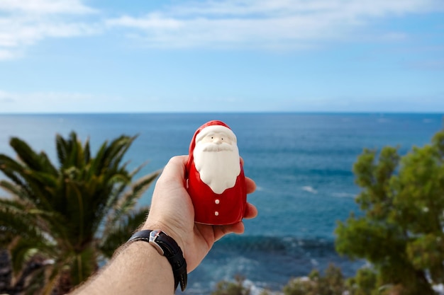 Santa Claus on Christmas holidays or New year vacation