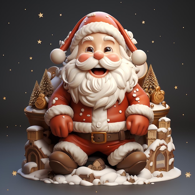 Santa Claus christmas icon isolated 3d render illustration