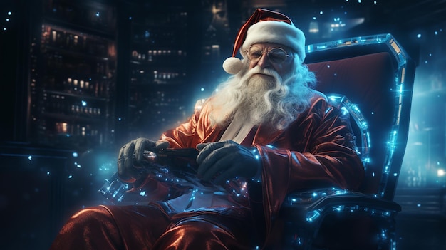 Photo santa claus cyber tech christmas