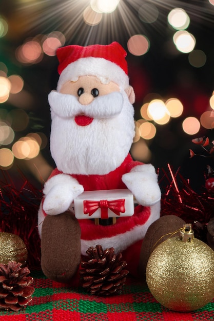 Santa Claus decoration with lights background Christmas party