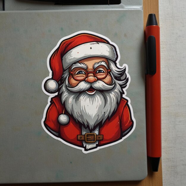 Photo a santa claus drawing with a santa hat on it