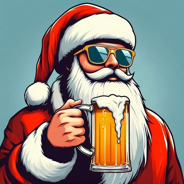 Photo santa claus drinking beer