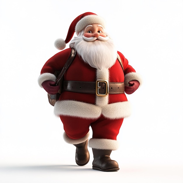 a santa claus figure is walking in front of a white background