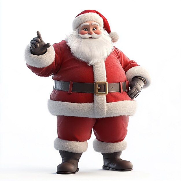 a santa claus figure stands in front of a white background